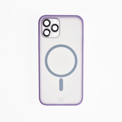 Estuche vidrio templado el rey magsafe con marco de vidrio templado de camara trasera apple iphone 13 pro color morado