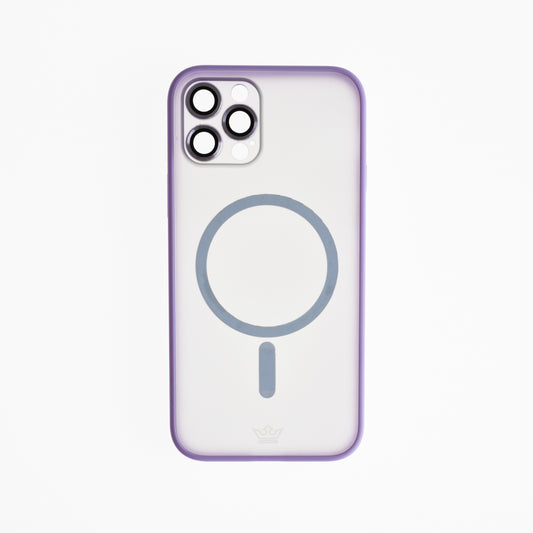 Estuche vidrio templado el rey magsafe con marco de vidrio templado de camara trasera apple iphone 13 pro color morado