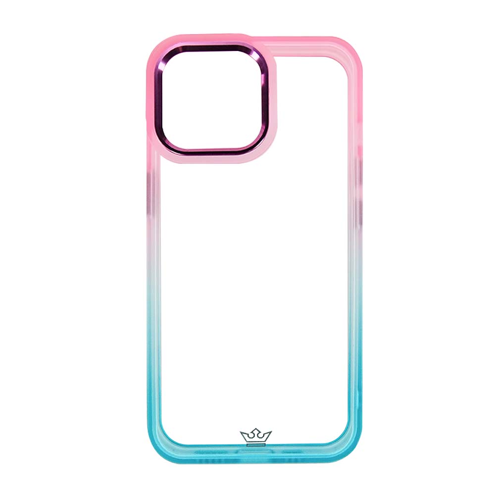 Estuche clasico el rey glitter degrade apple iphone 13 pro max color turquesa / rosado