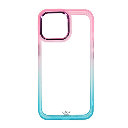 Estuche clasico el rey glitter degrade apple iphone 13 pro max color turquesa / rosado