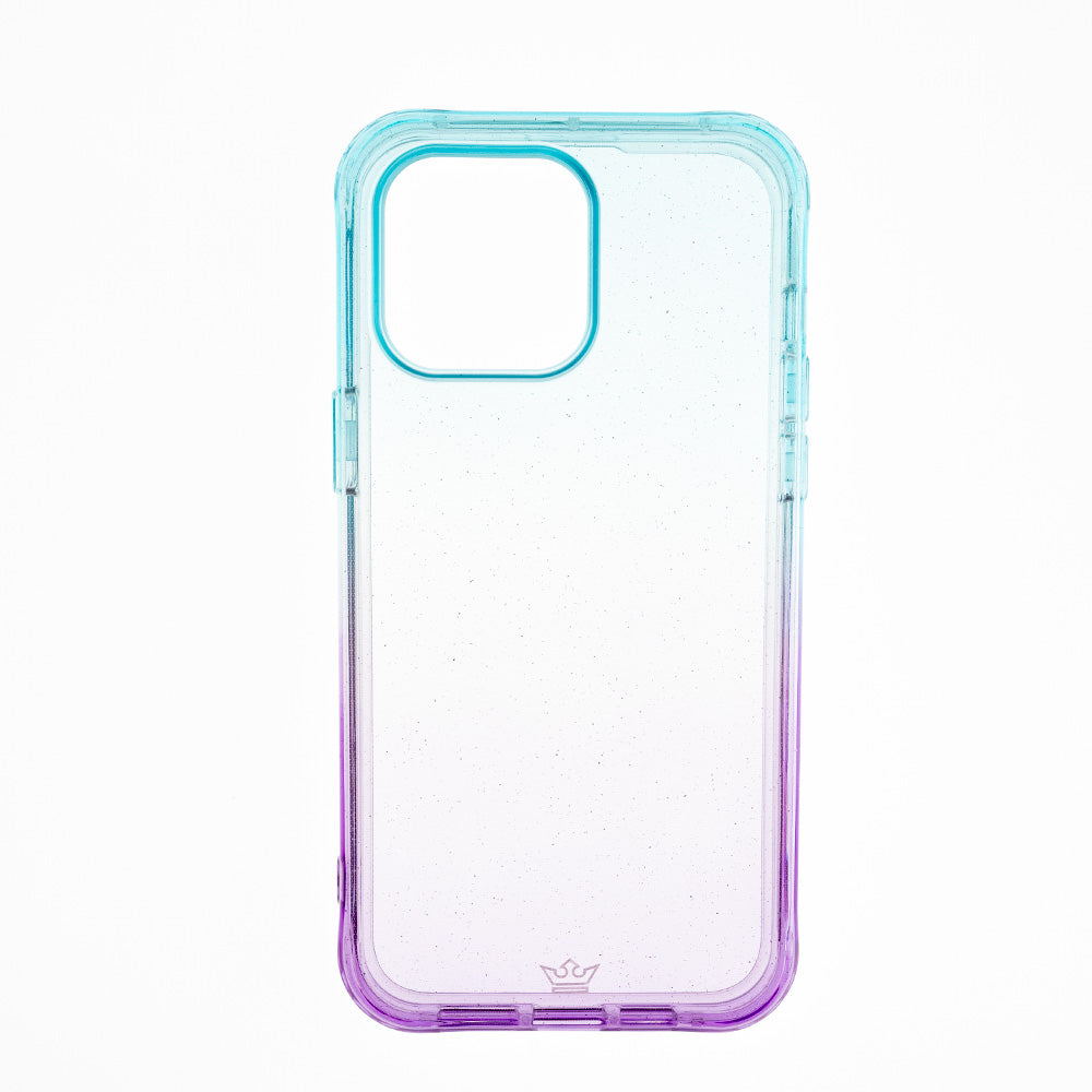 classic cases the king frame gradient glitter apple iphone 14 pro turquoise / purple color