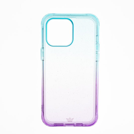 classic cases the king frame gradient glitter apple iphone 14 pro turquoise / purple color