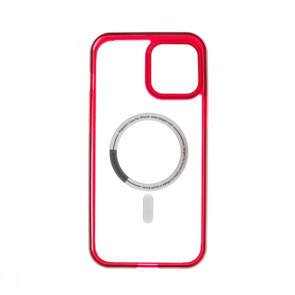 Spigen Magsafe Classic Case for Apple iPhone 12, iPhone 12 Pro, Red/Clear