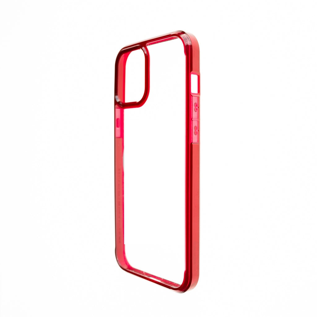 Estuche clasico spigen transparente marco apple iphone 12 pro max color rojo / transparente