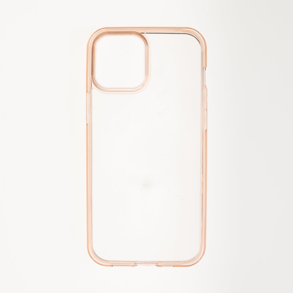 Estuche clasico spigen transparente marco apple iphone 12 pro max color rosado / transparente
