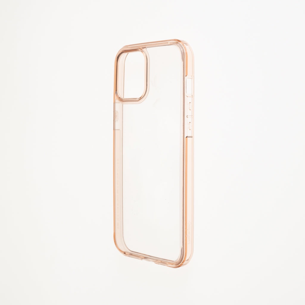 Estuche clasico spigen transparente marco apple iphone 12 pro max color rosado / transparente