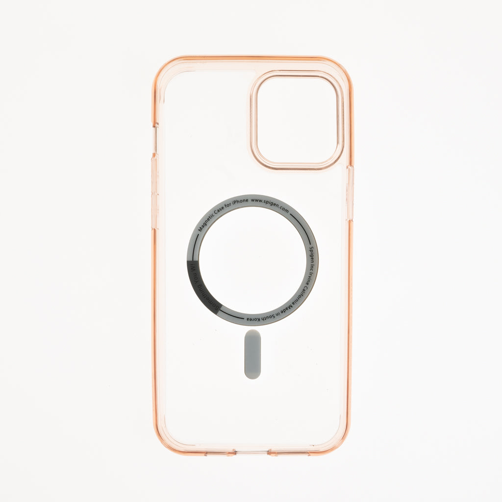 Estuche clasico spigen transparente marco apple iphone 13 color rosado / transparente