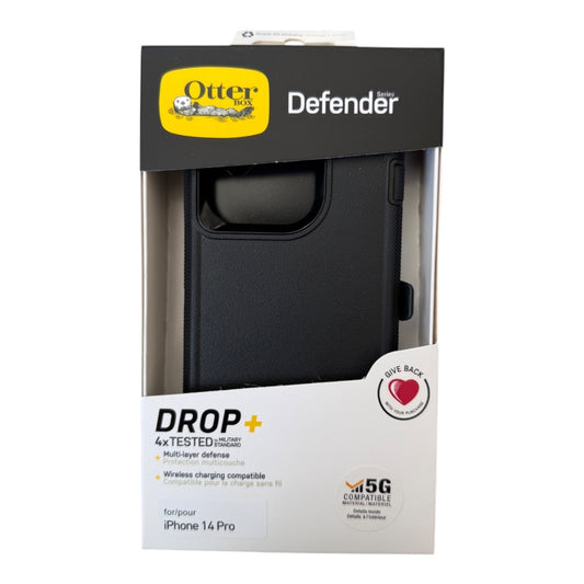 Estuche otterbox defender con clip color negro modelo  iphone 14 pro