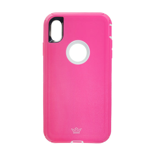 Protective case king defender apple iphone xs max pink/white color