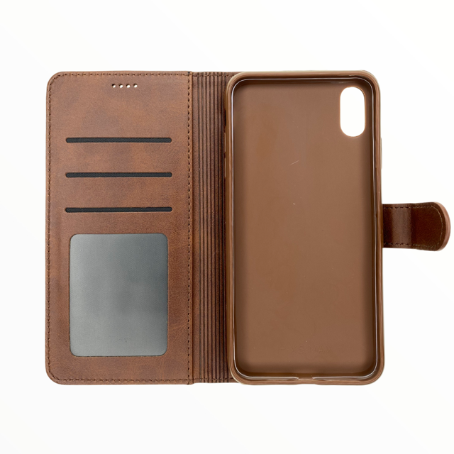 lc imeeke folio notebook wallet cases with card holder apple iphone xr brown color