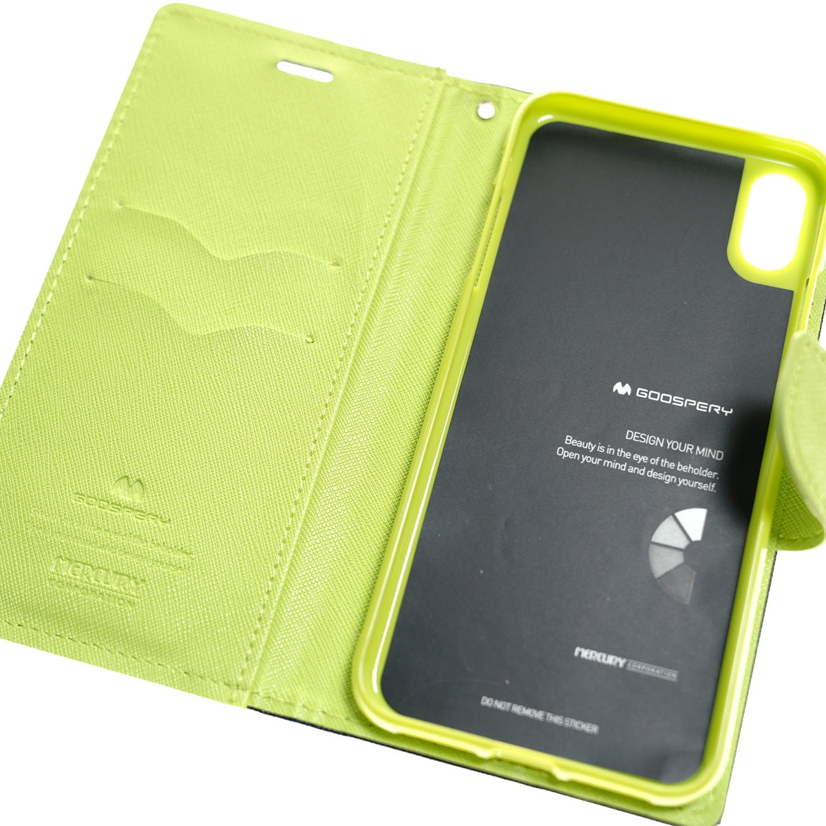 Estuche carteras goospery fancy diary apple iphone xs max color azul marino / verde