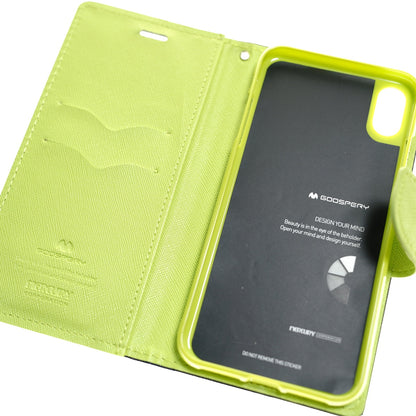 Estuche carteras goospery fancy diary apple iphone xs max color azul marino / verde