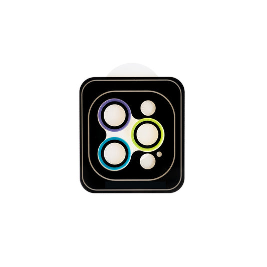 Accesorio el rey vidrio templado camara con borde plastico iphone 12pro / 12pro max color morado / menta / verde