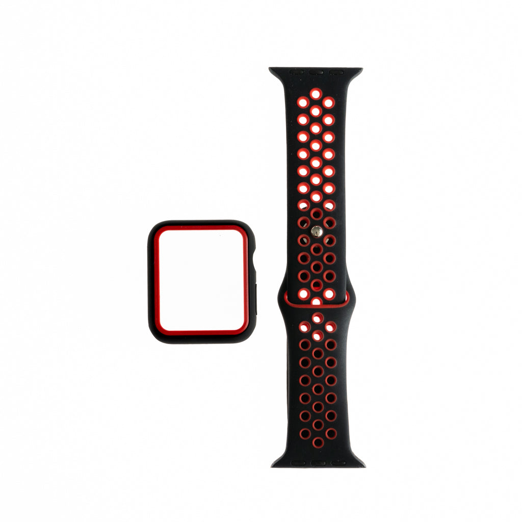 Accesorio Generico Pulsera Nike Con Bumper Apple Watch 38 Mm Color Negro / Rojo