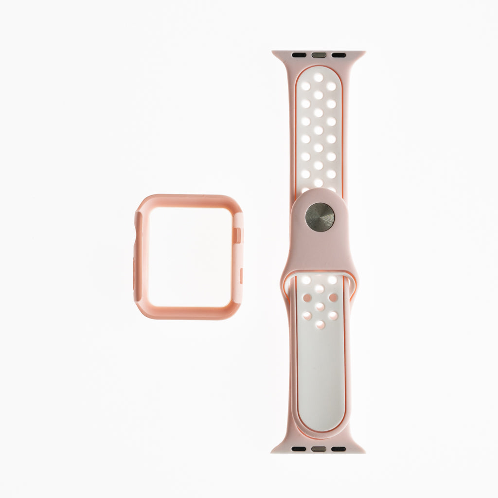 Accesorio Generico Pulsera Nike Con Bumper Apple Watch 38 Mm Color Rosado / Blanco