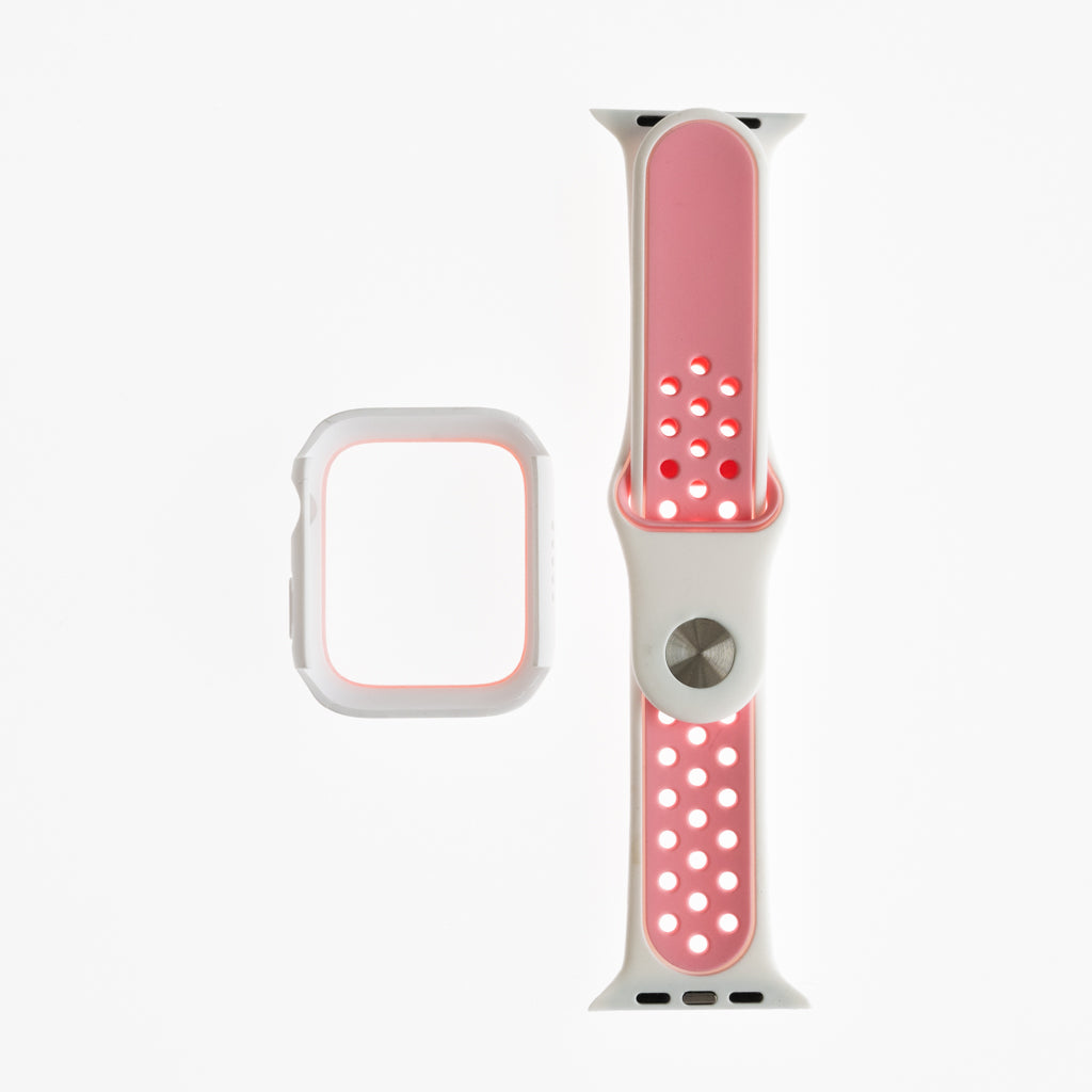 Accesorio generico pulsera nike con bumper apple watch 41 mm color blanco / rosado