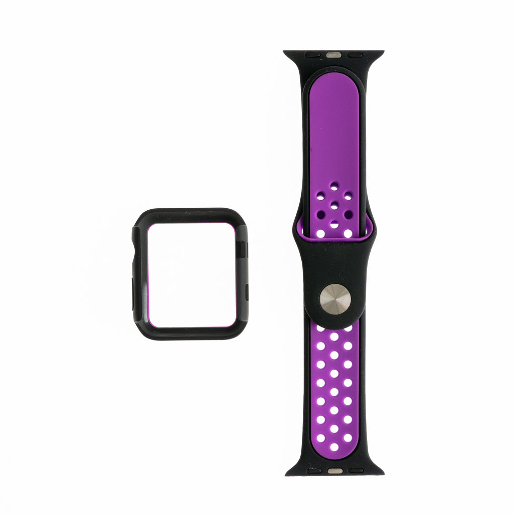 Accesorio generico pulsera nike con bumper apple watch 42 mm color negro / morado