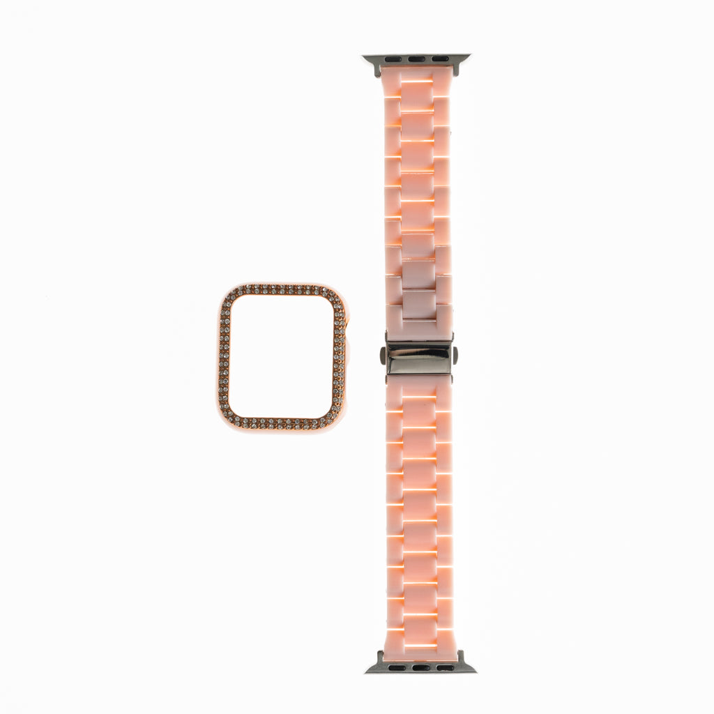 Accesorio Generico Pulsera Con Bumper De Diamantes Apple Watch 42 Mm Color Rosado