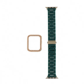 Accesorio Generico Pulsera Con Bumper De Diamantes Apple Watch 38 Mm Color Verde Marfil