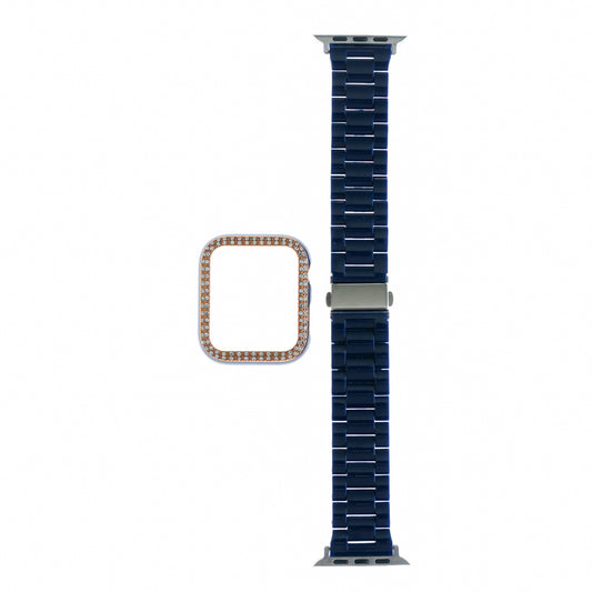 Generic Accessory Bracelet With Diamond Bumper Apple Watch 38 Mm Navy Blue