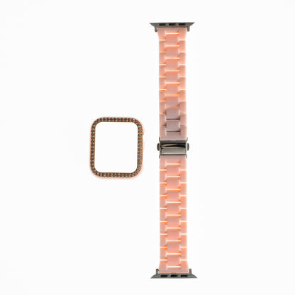 Accesorio generico pulsera con bumper de diamantes apple watch 44 mm color rosado