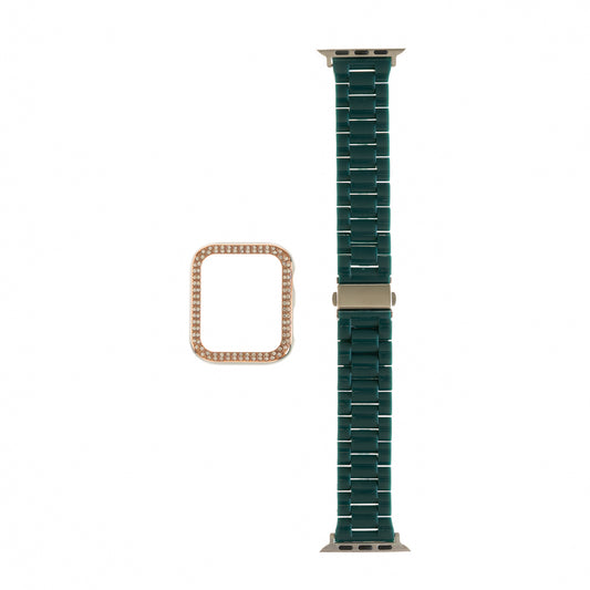 Accesorio generico pulsera con bumper de diamantes apple watch 44 mm color verde marfil