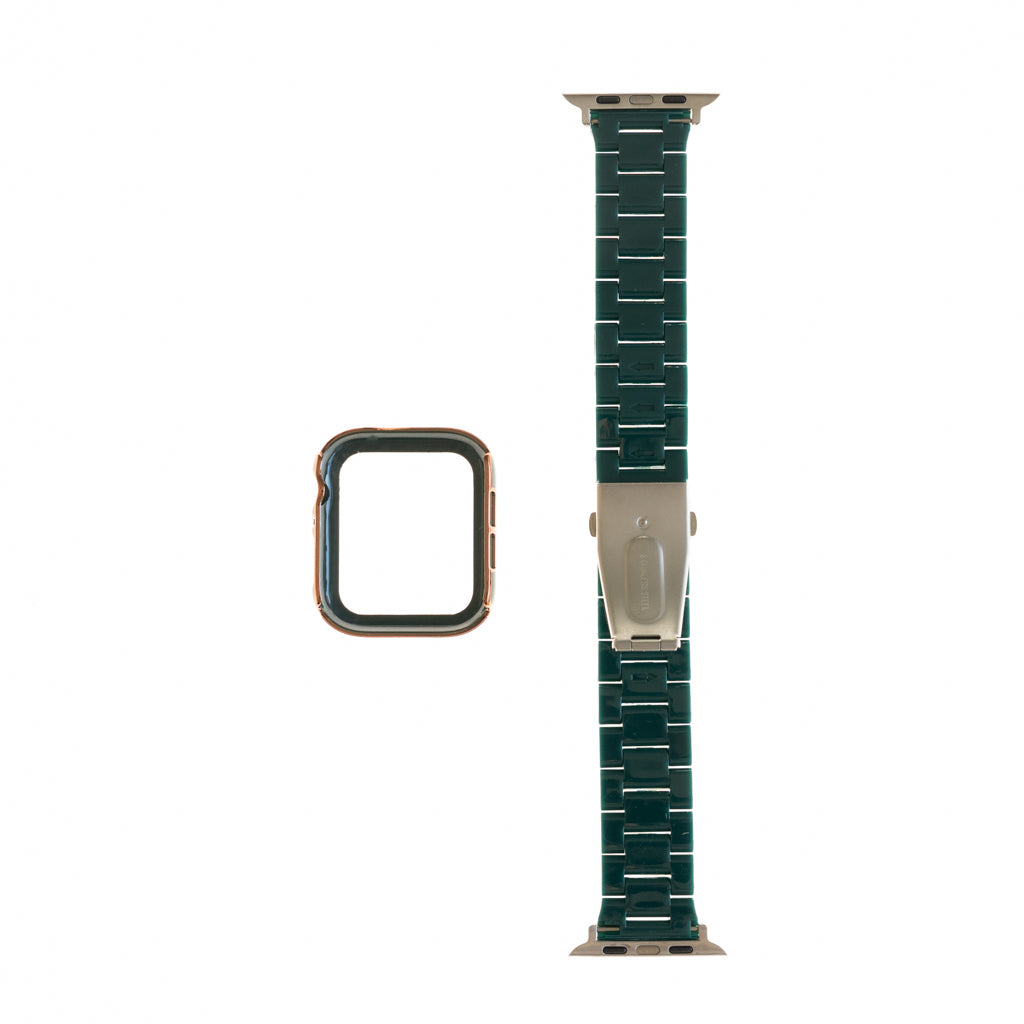 Accesorio generico pulsera con bumper de diamantes apple watch 44 mm color verde marfil