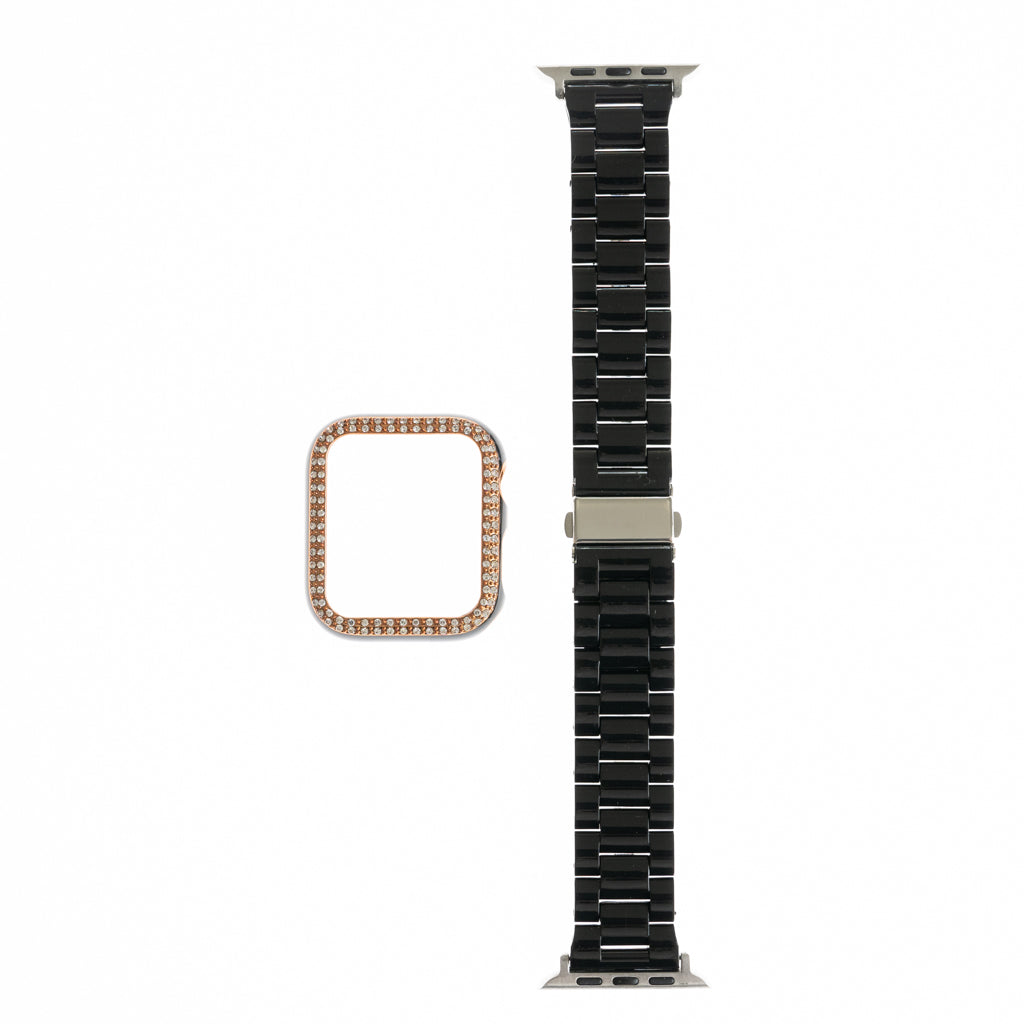 Pulseras generico tipo reloj con bumper de diamantes 44 mm negro