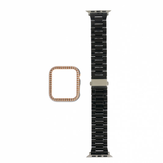 Pulseras generico tipo reloj con bumper de diamantes 44 mm negro