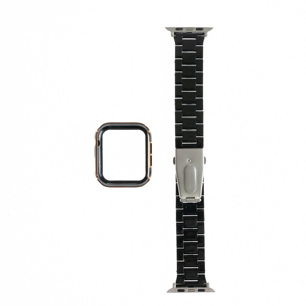 Pulseras generico tipo reloj con bumper de diamantes 44 mm negro