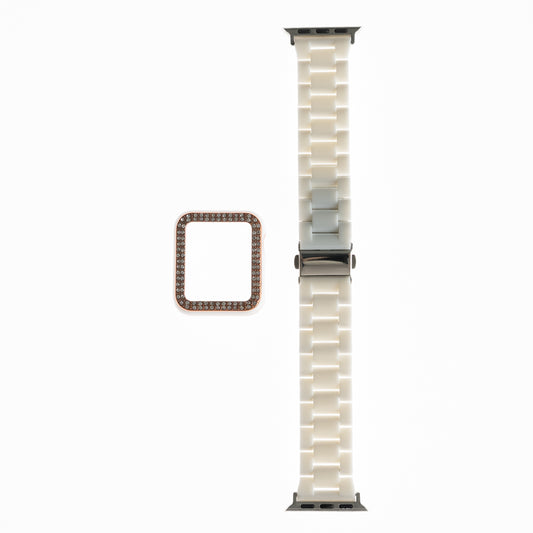 Generic Watch Type Bracelets With Diamond Bumper 44mm White