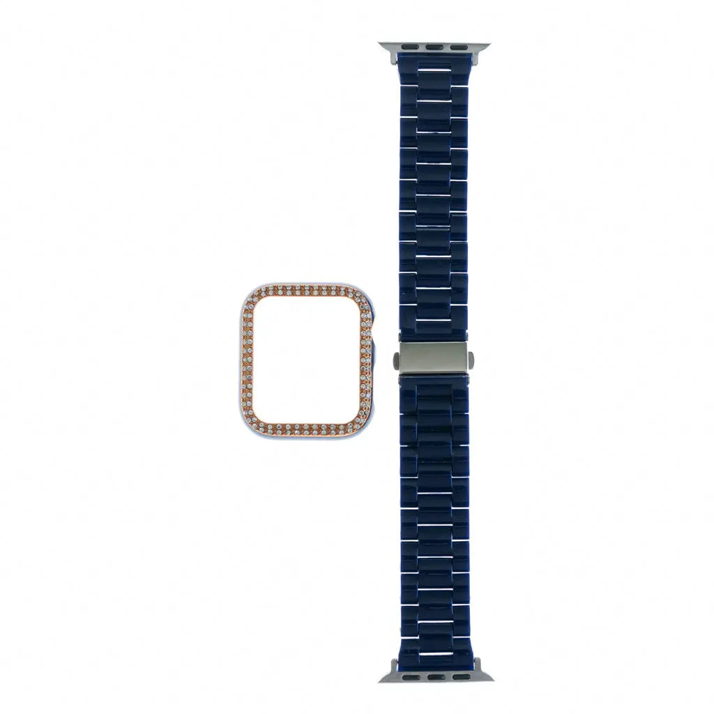 Accesorio Generico Pulsera Con Bumper De Diamantes Apple Watch 44 Mm Color Azul Marino DIGITALSHOP