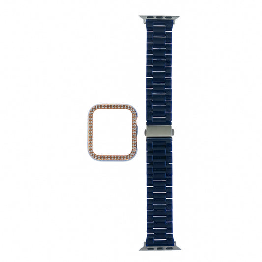 Accesorio generico pulsera con bumper de diamantes apple watch 44 mm color azul marino