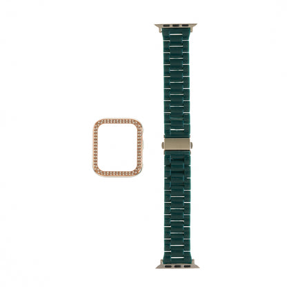 Accesorio generico pulsera con bumper de diamantes apple watch 41 mm color verde marfil