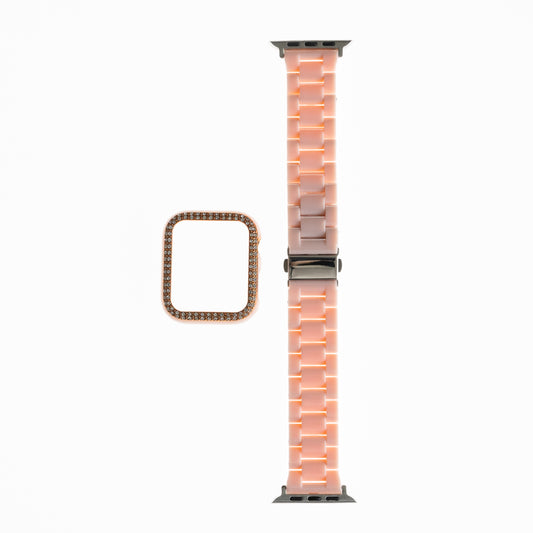 Generic accessory bracelet with diamond bumper apple watch 45 mm pink color