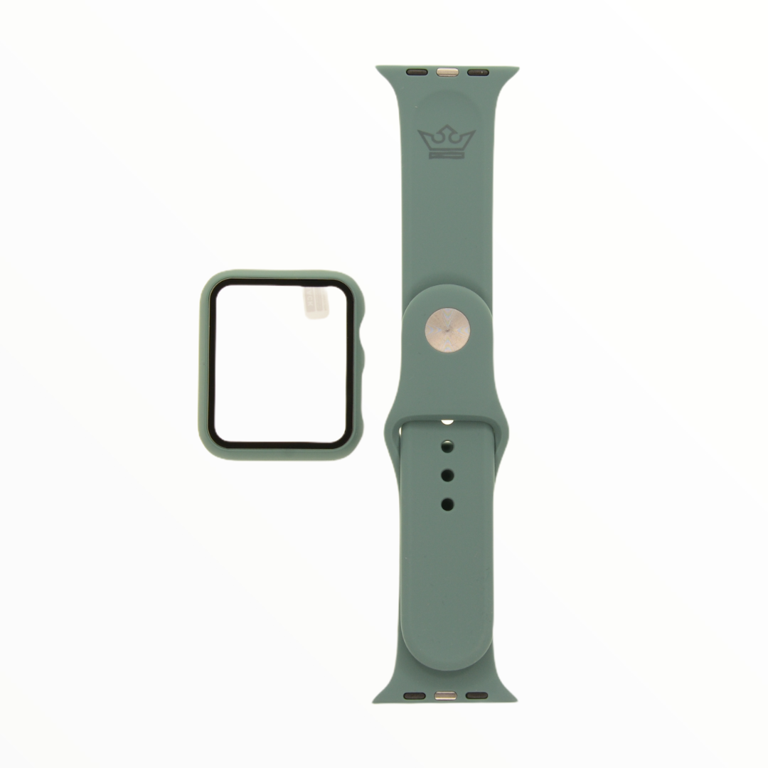 Accesorio el rey pulsera con bumper y protector de pantalla apple watch 38 mm color verde olivo