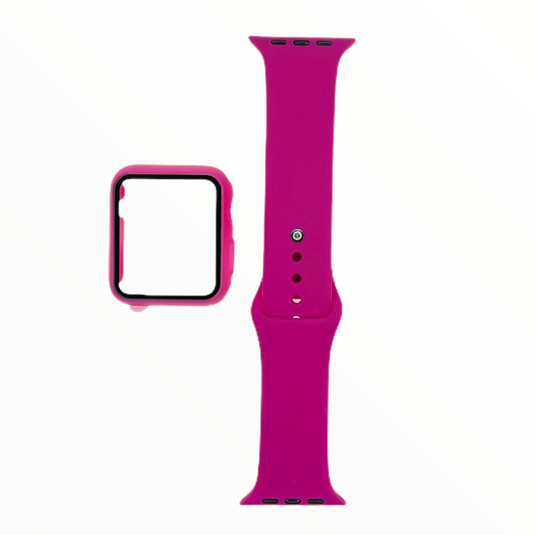 Accesorio El Rey Pulsera Con Bumper Y Protector De Pantalla Apple Watch 38 Mm Color Rojo Rosa