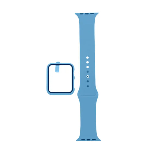 Accesorio El Rey Pulsera Con Bumper Y Protector De Pantalla Apple Watch 38 Mm Color Azul Capri DIGITALSHOP