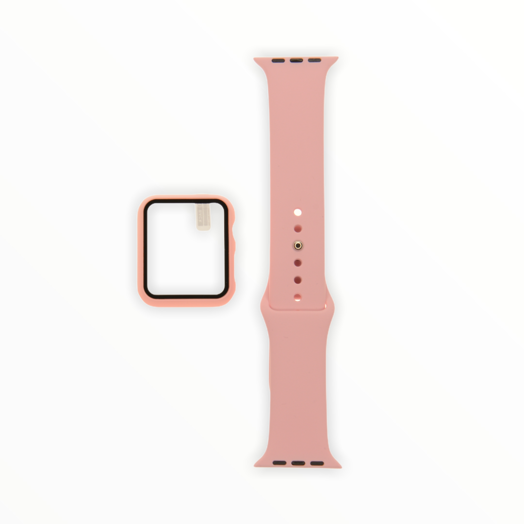 Accesorio el rey pulsera con bumper y protector de pantalla apple watch 38 mm color rosado