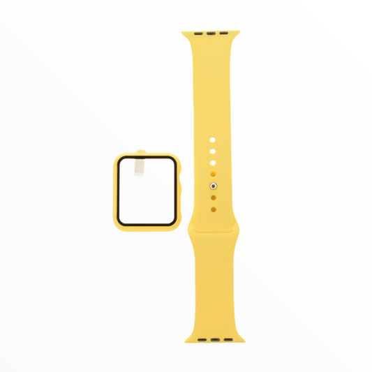 Accessory El Rey Bracelet With Bumper And Screen Protector For Apple Watch 38 Mm Yellow Color