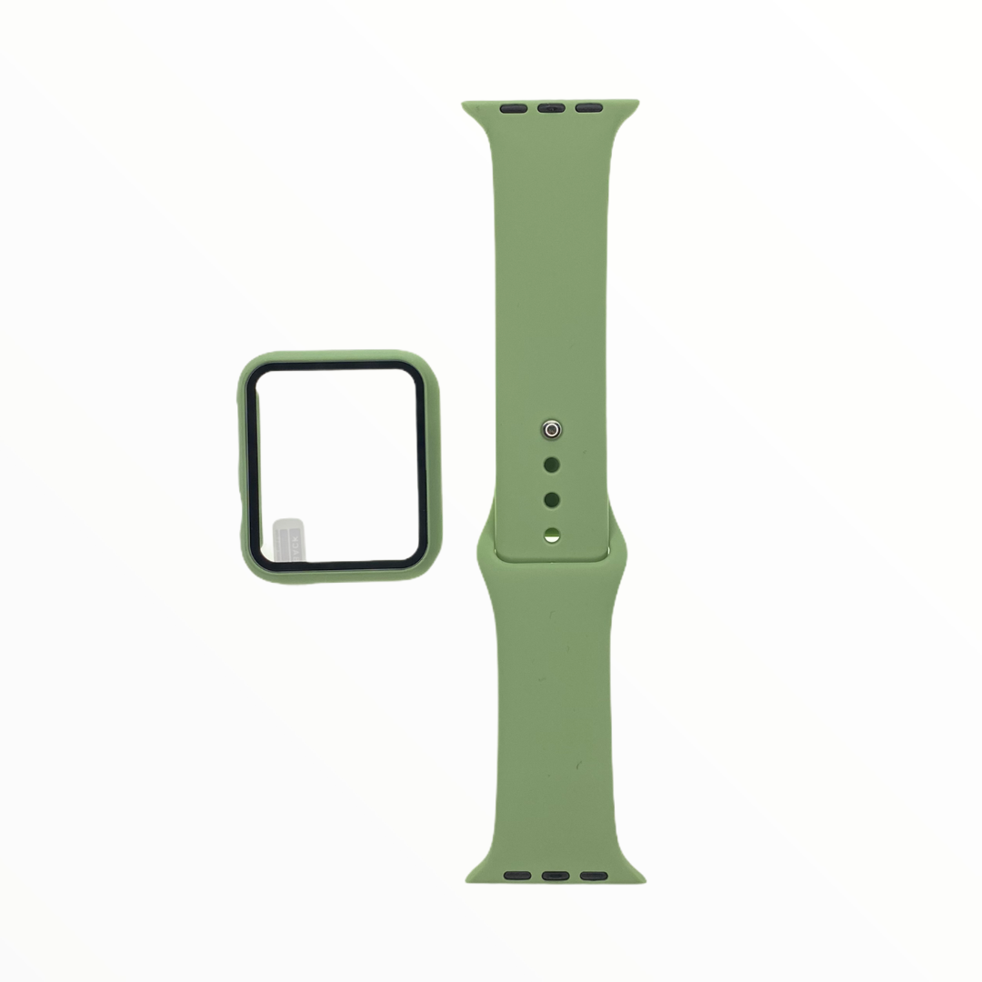 Accesorio El Rey Pulsera Con Bumper Y Protector De Pantalla Apple Watch 38 Mm Color Verde Claro