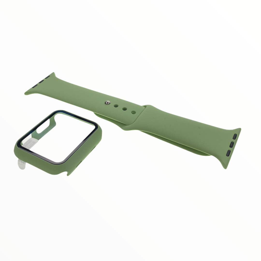 Accesorio El Rey Pulsera Con Bumper Y Protector De Pantalla Apple Watch 38 Mm Color Verde Claro