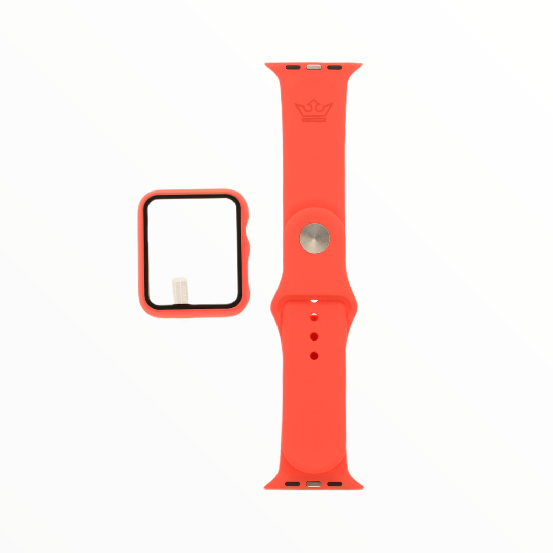 Accesorio el rey pulsera con bumper y protector de pantalla apple watch 42 mm color rojo