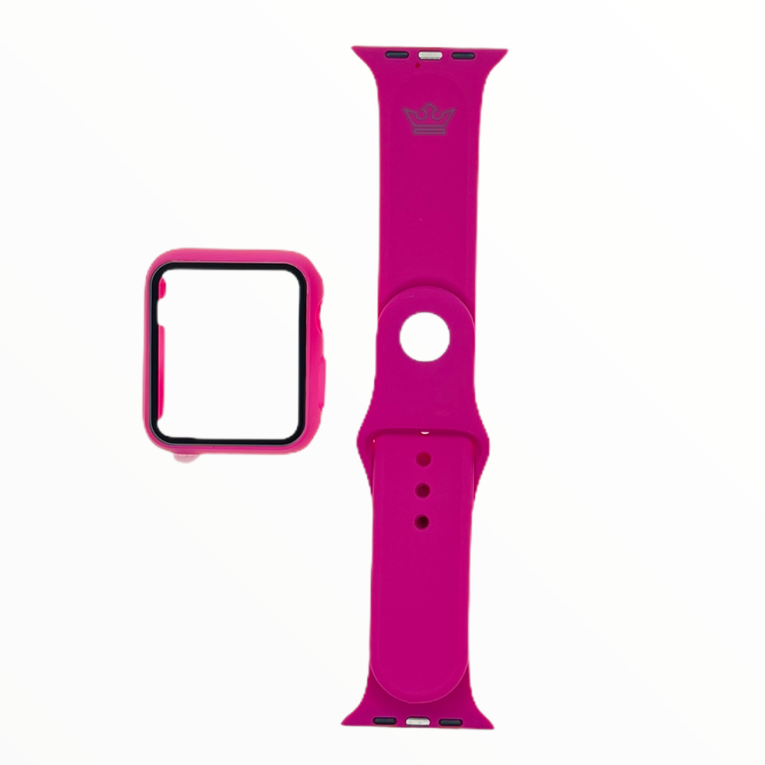 Accesorio el rey pulsera con bumper y protector de pantalla apple watch 42 mm color rojo rosa