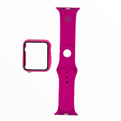 Accesorio el rey pulsera con bumper y protector de pantalla apple watch 42 mm color rojo rosa