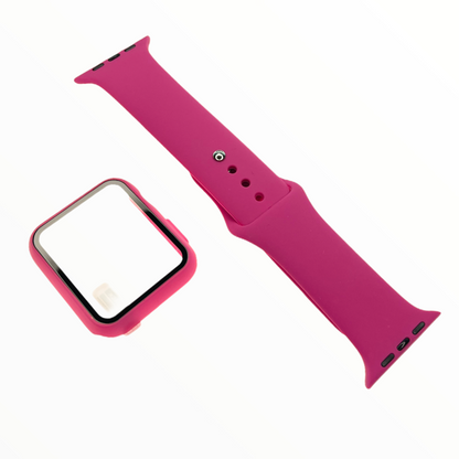 Accesorio el rey pulsera con bumper y protector de pantalla apple watch 42 mm color rojo rosa
