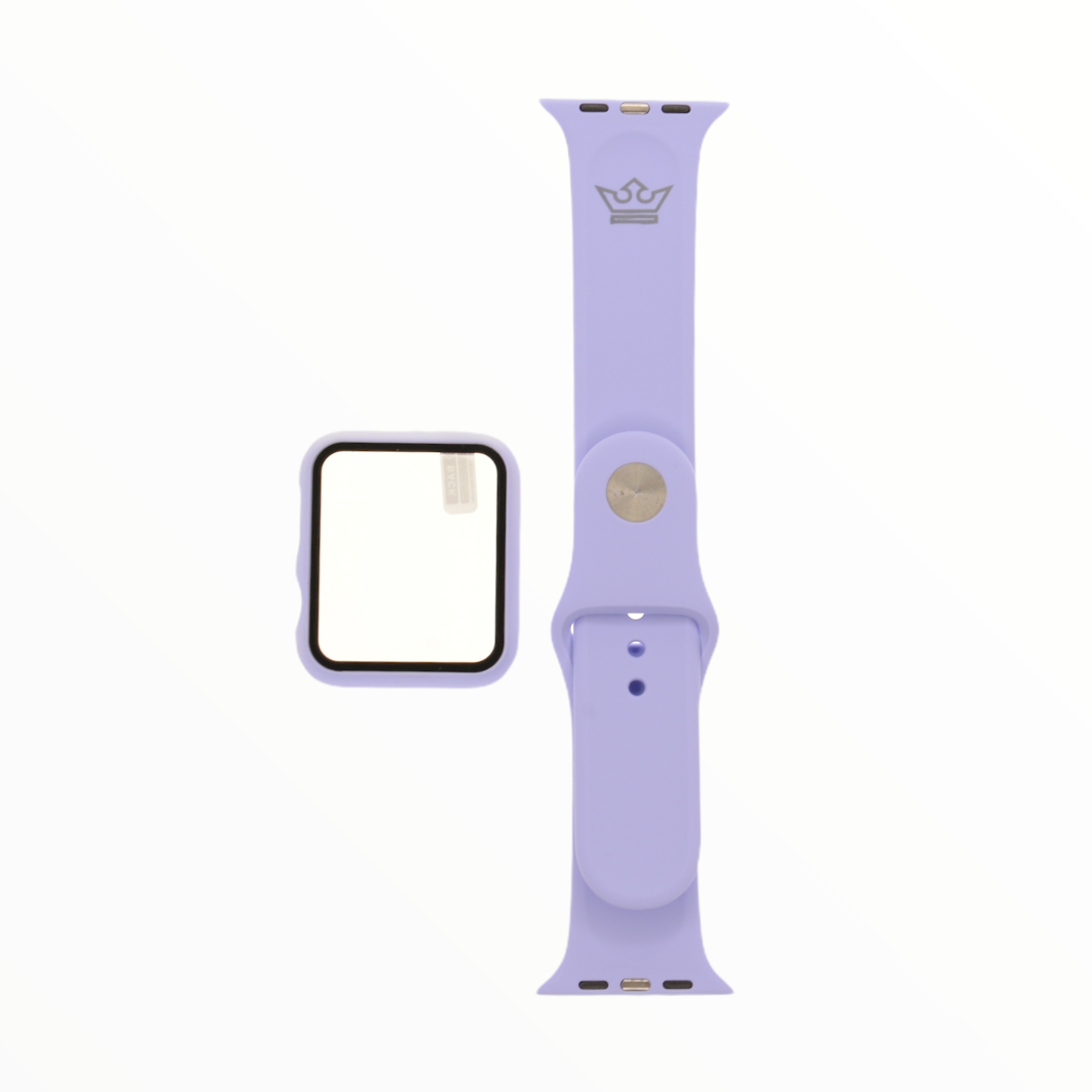 Accesorios el rey pulsera + bumper con protector de pantalla para apple watch 42 mm color lila