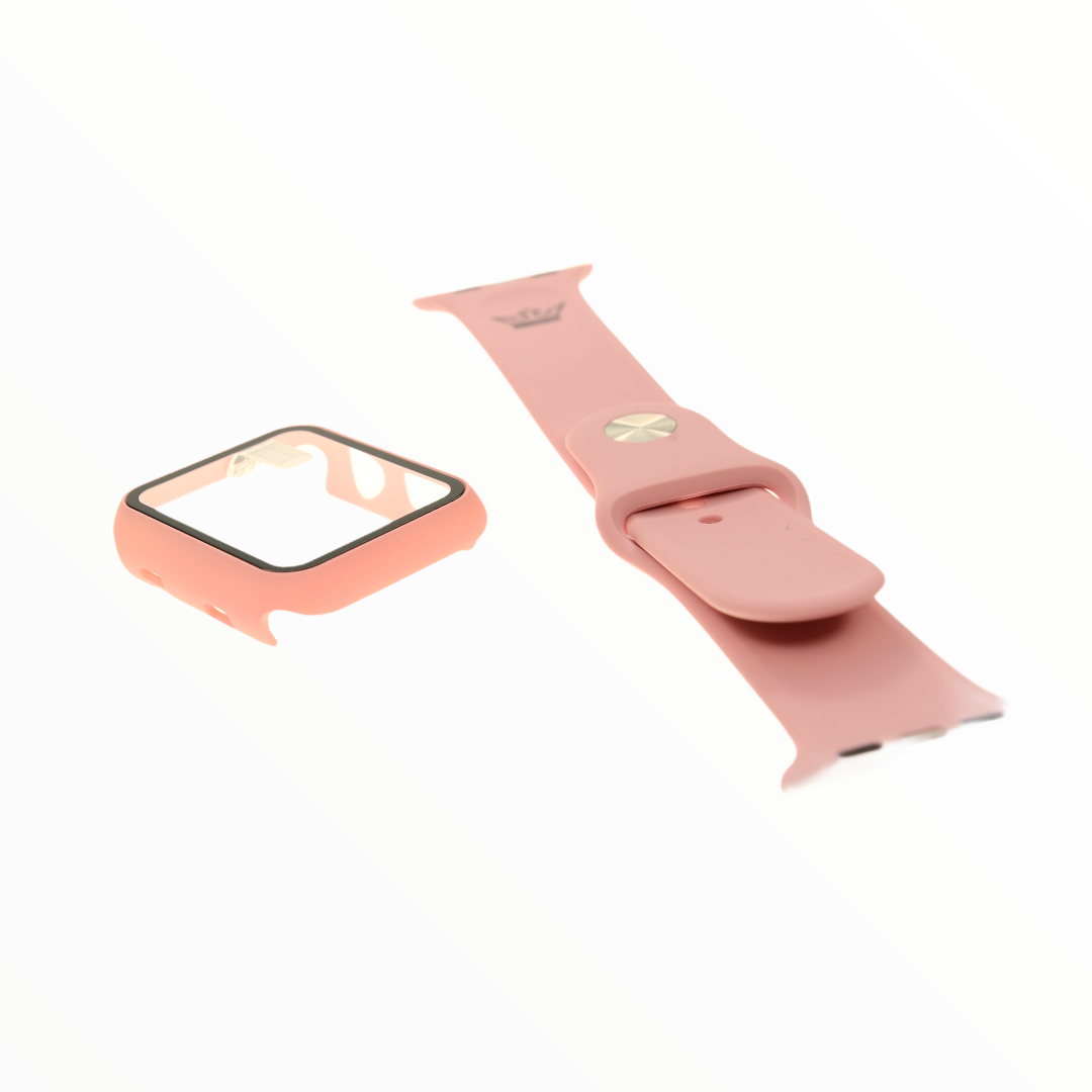 Accesorio el rey pulsera con bumper y protector de pantalla apple watch 42 mm color rosado