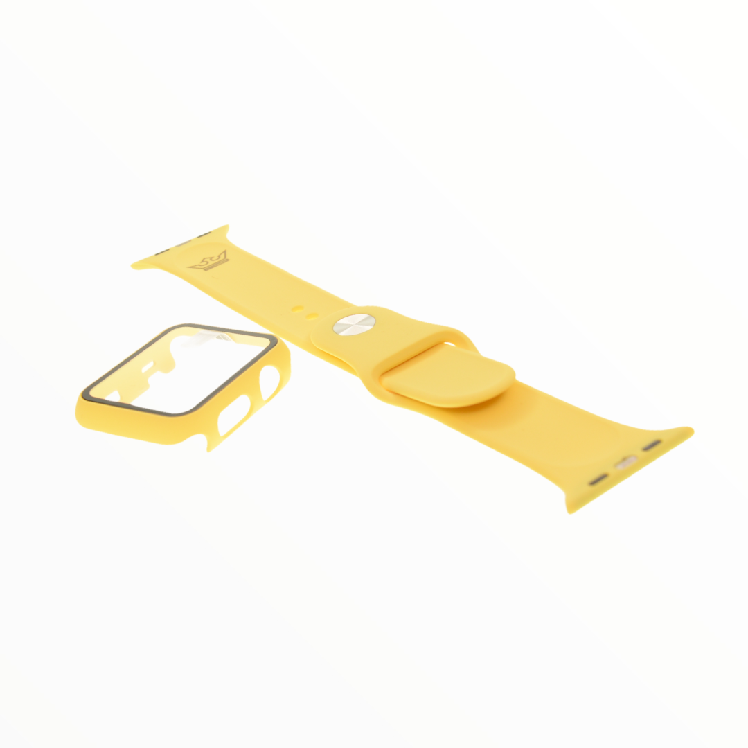 Accesorio El Rey Pulsera Con Bumper Y Protector De Pantalla Apple Watch 42 Mm Color Amarillo