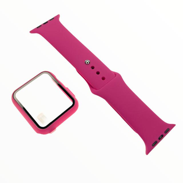 Accesorio El Rey Pulsera Con Bumper Y Protector De Pantalla Apple Watch 44 Mm Color Rojo Rosa